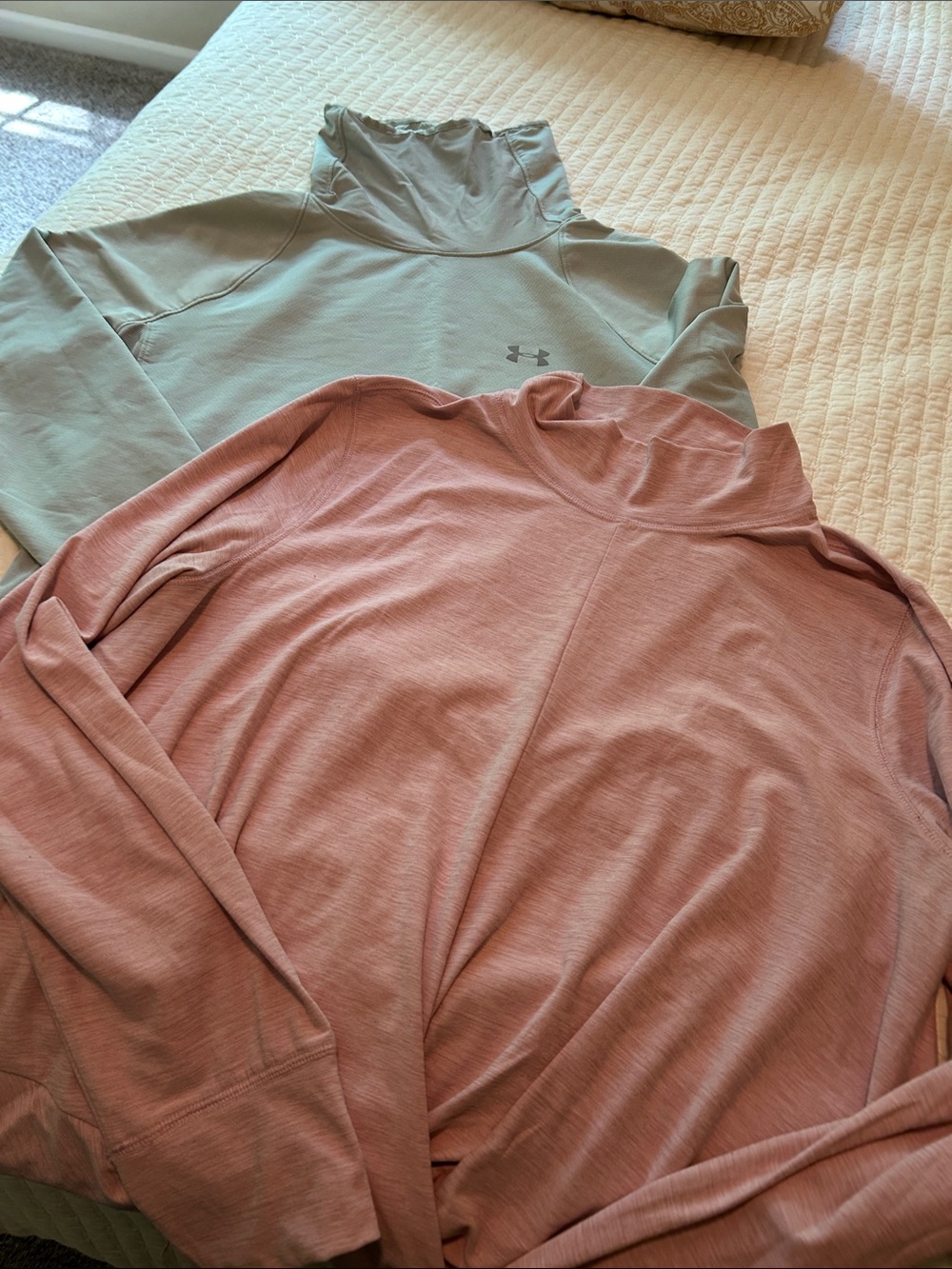 Under Armour and Old Navy Mock Neck Tops - Sage & Dusty Rose